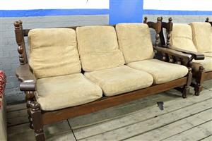 BROWN 4PC WOODEN LOUNGE SUITE S066834A