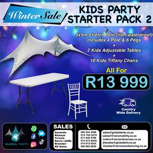 Kids Party Starter Pack 2 Stretch Tent chairs and Tables