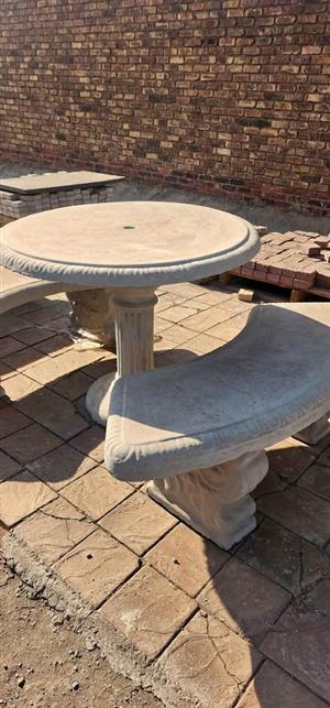 Concrete bench and table set
