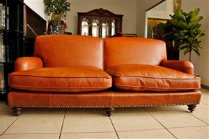 Brown Genuine Leather 2 Seater Couch