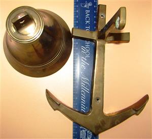 Wall Mounted Vintage Brass Bell with Anchor