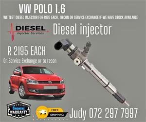 VW Polo 1.6 TDI Diesel injector for sale on service exchange or to recon