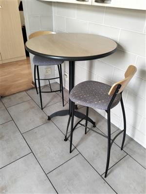 STYLISH TABLE WITH 2 X BAR STOOLS