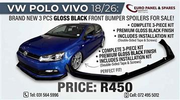 VW POLO VIVO 3-Piece Gloss Black Front Lip Spoiler  for sale