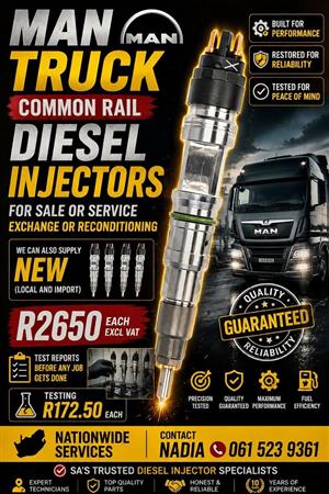 MAN TRUCK DIESEL INJECTORS FOR SALE OR RECON