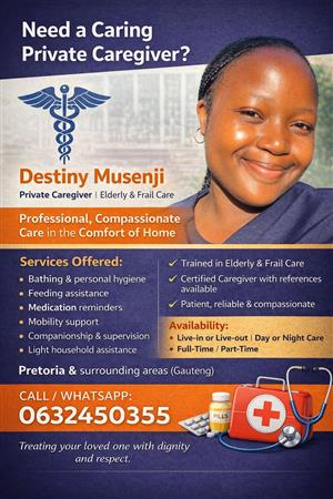 Certified Caregiver with references available