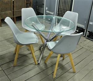 5 PIECE GREY GLASS DINING ROOM SUITE S064603B