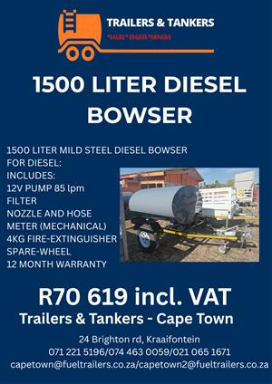 1500 LITER MILD STEEL DIESEL BOWSER