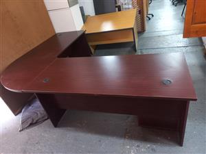L-shape mahogany desk