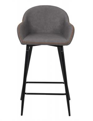 KT-Y 211 Grey Kitchen Chair, PU Cushioned Seat on Steel Legs