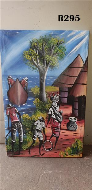 Five People and a Boat Painting (400x630)