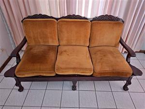 Vintage Imbuia lounge suite 7 Seater Ball and Claw (1 x 3 seater + 4 x single seater)