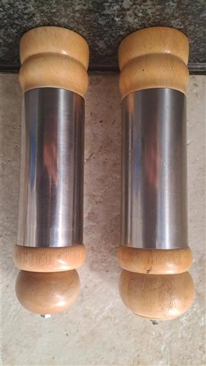 Salt and Pepper wooden grinders set. R350 for both. 