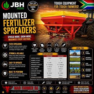 New fertilizer spreaders for sale at Mad Farmer SA