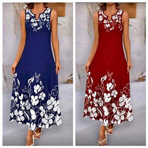 Ladies Plus Size Floral Print Sleeveless Maxi Dress   Size 0XL to 4XL online orders