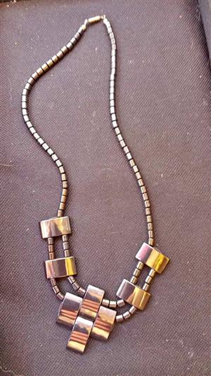 Vintage charcoal hematite necklace