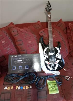 Cort X-100 custom guitar & Brand new BOSS GT-1 effects pedal with adapter