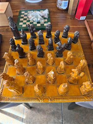 Hand carved soapstone ceramic chess set