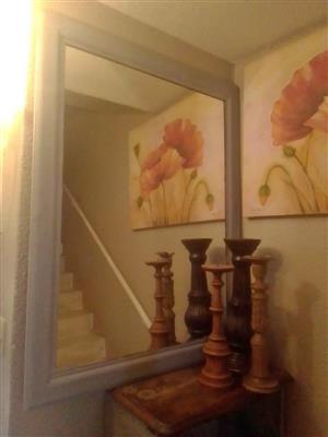 GORGEOUS  HUGE MIRROR - 1330 x1220 Grey pastel colour frame. Immaculate condition  CRESTA RANDBURG