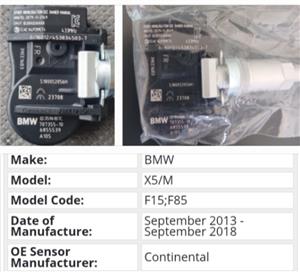 Bmw X5 tyre pressure monitor sensors and valve stems 