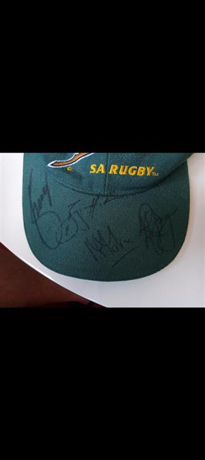Rare springbok cap signed by Etzebeth, Vermeulen,Marx, kriel etc.