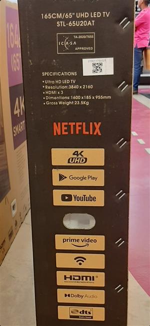 Sinotec 65 inch android 4k uhd led t.v brand new in the box not used. 