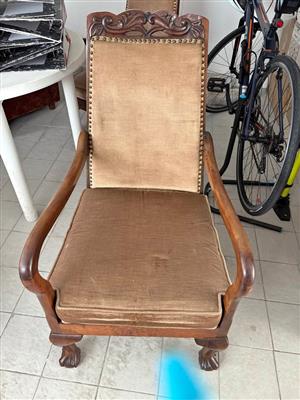 2 x vintage /antique mahogany library armchair. 