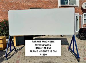 X LARGE PARROT MAGNETIC WHITEBOARD ON CASTER WHEELS