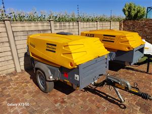 Mobile Diesel Compressor  With Low Hours 190 Cfm 7 Bar Compressors 