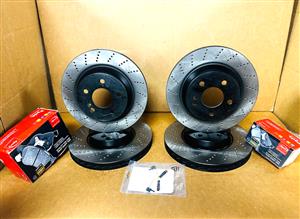 FOR MERCEDES E CLASS 2.1 CDI SPORT E220 W212 FRONT REAR DRILLED BRAKE DISCS PADS