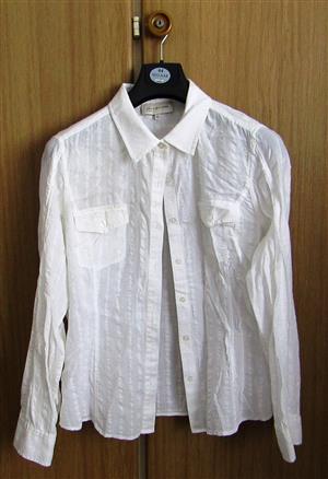 Jones New York Sport Button Up Shirt - 100% Cotton, Female, White, XL
