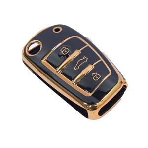 Key Cover Suitable for Audi 3-Button Gloss Black & Rose Gold