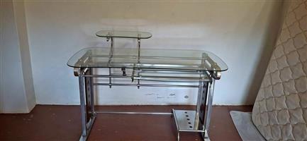 Glass and chrome computer desk 