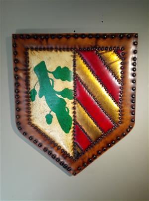 LEATHER ON WOOD WALL SHIELDS