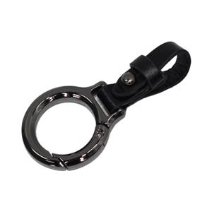 Gunmetal Keyring with Black Leather Strap