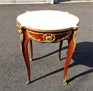 French style Ormolu-side table with marble.