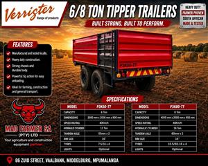 New 6 and 8 ton farm tipper trailers available