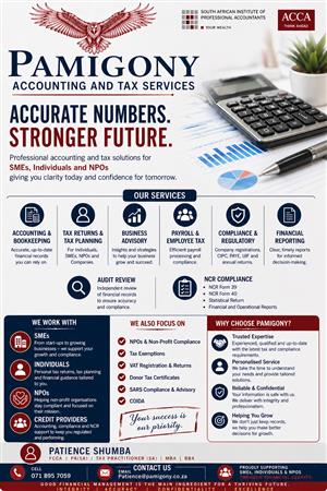 Accounting, Tax, Payroll, Review Audits, Advisory Services, COIDA