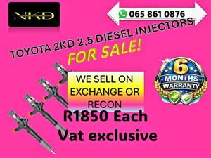 TOYOTA 2KD 2,5 DIESEL INJECTORS FOR SALE WITH WARRANTY  MADIMBO