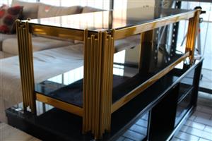 (S067172A)GOLD GLASS PLASMA STAND