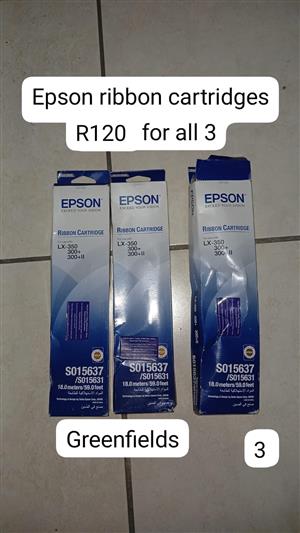 3x Epson Ribbon Cartridges Model: S015637 / S015631 Fits: Epson LX-350, LX-300+,