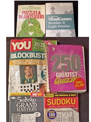 Brain teaser ; Crossword and Sudoku Books / Magazine x6