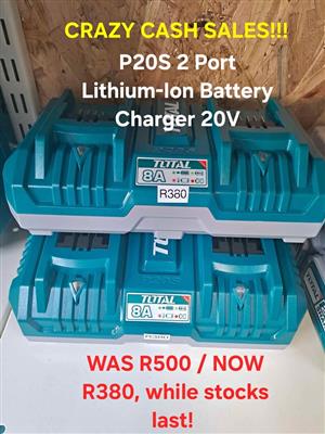 Brand New Total Tools P20S 2 Port Lithium-Ion Charger, 20V