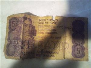 Old SA 5Rand note
