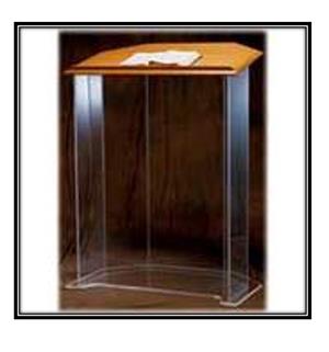 Lovely 5 Sided clear Podium with Wooden Top Cheap