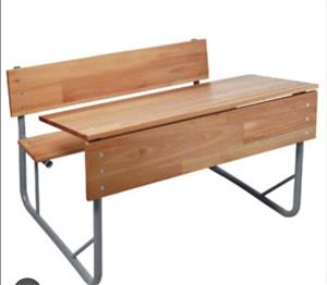 Saligna School Desks, Pine Shelving