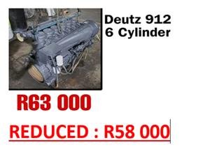 Deutz 912-6 Cylinder Engine For sale for R63 000, now REDUCED to R58 000