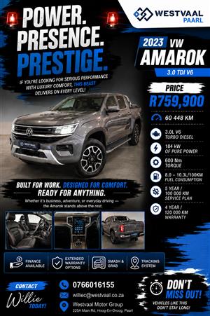 2023 VW Amarok 3.0 TDI V6  4Motion D/C