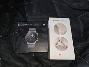 Huawei P50 Pro cell phone and Huawei Watch GT 2 Pro