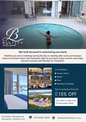 Your Next Beach Front Escape Awaits, Enjoy 15% Off